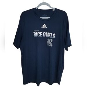 Adidas Men's Baseball sleeve Tshirt Navy Graphic Rice Owls Size XL Navy